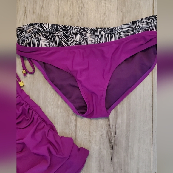 Envya Purple Halter Tankini Set Tummy Control 2 Piece Swimsuit Size Medium - Picture 3 of 7